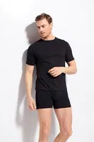 Kolcu Erkek Ribana Bisiklet Yaka Beyaz T-shirt %100 Pamuklu Premium Kolcu 1210 Siyah görsel 8