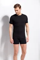 Kolcu Erkek Ribana Bisiklet Yaka Beyaz T-shirt %100 Pamuklu Premium Kolcu 1210 Siyah görsel 5