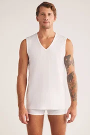 Kom KOM Barny V Yakalı Pamuk 2 li Erkek Atlet