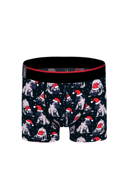 Köpek Desenli Yılbaşı Erkek Boxer (Dijital Baskılı) Darkzone DZNNY0001