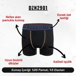 Kot Lastiği Desenli Siyah Erkek Boxer Darkzone DZN2901 farklı açı