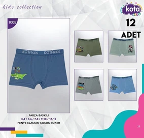 Kota Erkek Çocuk Baskılı Boxer 12Li Kota 1005