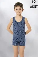 Askılı Erkek Çocuk Baskılı Atlet 12'li Kota 1014 Asorti detay görünüm