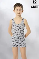 Askılı Erkek Çocuk Baskılı Atlet 12'li Kota 1014 Asorti farklı açı