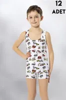 Askılı Erkek Çocuk Baskılı Atlet 12'li Kota 1014 Asorti görsel 4