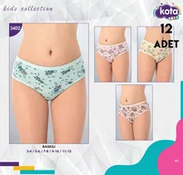 Kota Baskılı 12Li Kız Çocuk Külot Kota 3402