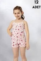 İnce Askılı Baskılı Kız Çocuk Atlet 12Li Kota 3405 Asorti görsel 5