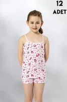 İnce Askılı Baskılı Kız Çocuk Atlet 12Li Kota 3405 Asorti görsel 6