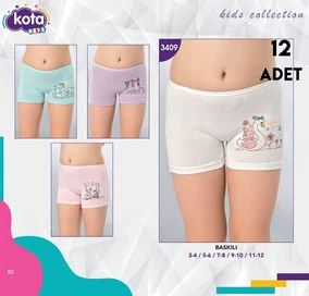 Kota Parça Baskılı Kız Çocuk Boxer 12Li Kota 3409 - Alternatif Görünüm