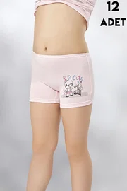 Kota Parça Baskılı Kız Çocuk Boxer 12Li Kota 3409