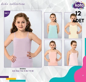 Kota Karışık Renk Askılı Kız Çocuk Atlet 12Li Kota 3411 - Alternatif Görünüm