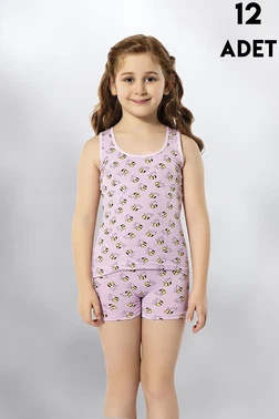 Kota Kalın Askılı Baskılı Kız Çocuk Atlet 12Li Kota 3412 - Alternatif Görünüm