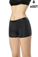 Likralı 6Lı Kadın Boxer Kota 5000 Siyah