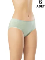 Karışık Renk Kadın Penye Bikini Külot 12'li Kota 5003 Asorti detay görünüm