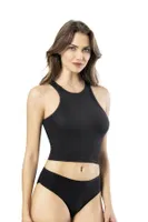 Geniş Askılı Kaşkorse Kadın Crop Kota 6431 Siyah