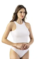 Geniş Askılı Kaşkorse Kadın Crop Kota 6431 Beyaz detay görünüm