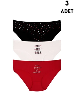 Koza Biat Pamuklu Büyük Beden Yüksek Bel Bato Külot Renkli 3 Adet Koza Biat KZ55000-636