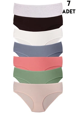 Koza Biat Renkli Büyük Beden Yüksek Bel Külot Pamuklu 7li Paket Koza Biat KZ57000-532