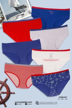 Koza Biat Renkli Büyük Beden Yüksek Bel Külot Pamuklu 7 Adet Koza Biat KZ57000-677 - Alternatif Görünüm