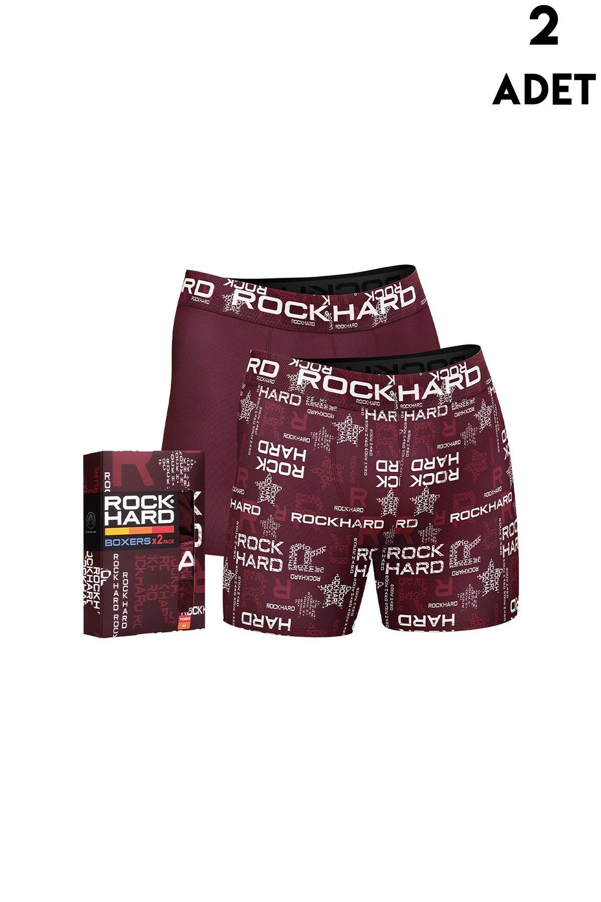 Yazılı Bordo Kutulu Erkek Boxer 2'li RockHard Koza Biat 7050-120556