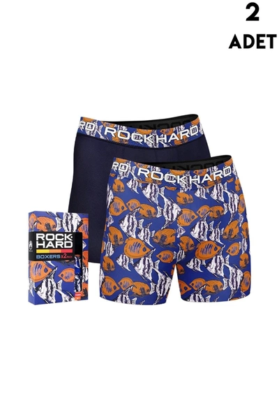 Erkek Baskılı Kutulu Boxer RockHard 2'li Paket Koza Biat KZ7050-120783
