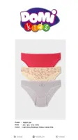 3 Adet Kız Çocuk için Slip Külot Koza Biat KZ76500-269 Karışık Renk detay görünüm