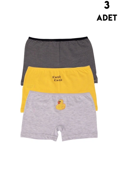 3 Adet Renkli Kız Çocuk Boxer Koza Biat KZ77500-156