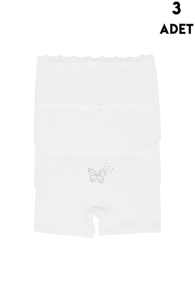 Kelebekli Taşlı Kız Çocuk 3Lü Boxer Koza Biat 77500-283