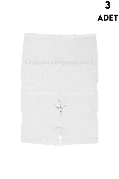 Taşlı Kalpli Kız Çocuk Boxer 3'lü Koza Biat 77500-285