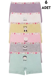 Koza Biat Renkli Kız Çocuk Pamuk Boxer Külot 6 Adet Koza Biat KZ89500-31