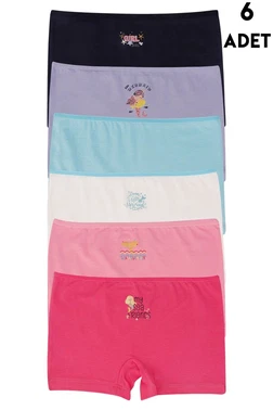 Kız Çocuk Pamuk Boxer Külot 6 Adet Koza Biat KZ89500-32