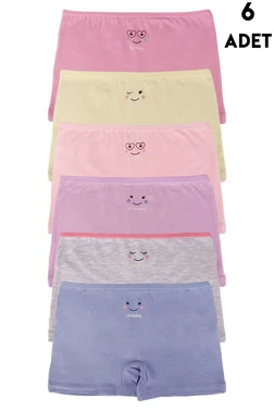 Kız Çocuk Pamuk Boxer Külot 6 Adet Koza Biat KZ89500-34