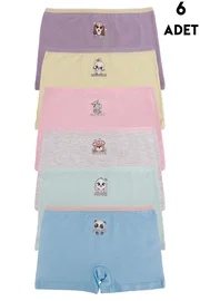 Koza Biat Renkli Kız Çocuk Pamuk Boxer Külot 6 Adet Koza Biat KZ89500-36