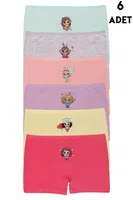 Kız Çocuk Renkli Pamuk Boxer Külot 6 Adet Koza Biat KZ89500-38 Karışık Renk
