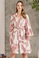 Kuşaklı Çapraz Askılı Saten Emprime Gecelik Sabahlık Takım Pierre Cardin 2420  görsel 6