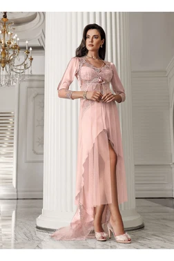 İmaj Kuyruklu Dantelli Saten Kaplı Gecelik Takımı İmaj 3206