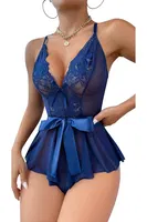 Lacivert Tül Dekolteli Fantezi Gecelik Ruselin 2098 Lacivert görsel 5