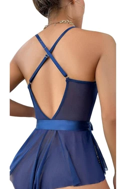 Ruselin Lacivert Tül Dekolteli Fantezi Gecelik Ruselin 2098 - Alternatif Görünüm