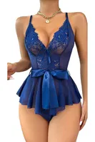 Lacivert Tül Dekolteli Fantezi Gecelik Ruselin 2098 Lacivert