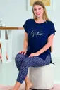 Lacivert Viskon Rahat Kesim Kapri Pijama Takımı Lady 12064