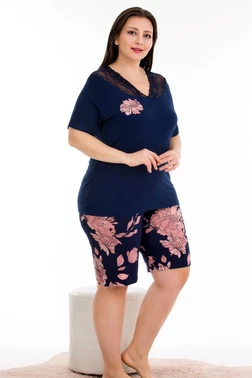 Lady Lady Büyük Beden Şort Takım Viskon Kumaş Dantelli Lady 10382