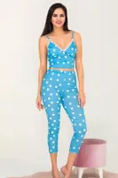 Lady Kapri Mavi Pijama Takımı 12033 Mavi detay görünüm