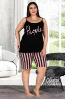 Lady Siyah Büyük Beden Şortlu Pijama Takımı 10381 Siyah