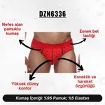 Lastikli Kalp Desenli Kırmızı Erkek Slip Darkzone DZN6336 farklı açı