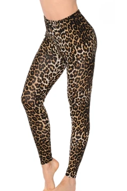 Kolcu Leopar Desenli Likralı Uzun Kadın Tayt Kolcu 3005