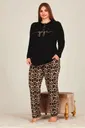 Leopar Desenli Uzun Kollu Büyük Beden Viskon Pijama Takımı Lady 11326