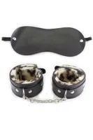 Leopar Fantezi Göz Bandı Kelepçe For missisX 6014 Siyah