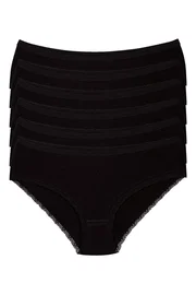 Yıldız Çamaşır Likralı Dantelli Siyah 6'lı Paket Kadın Bato Külot Yıldız 3751