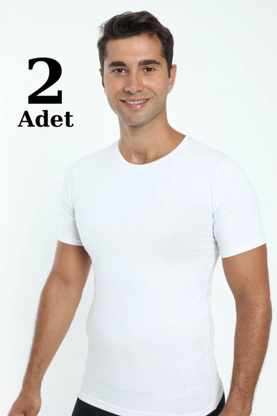 Likralı Erkek T-shirt Modelleri Arma Yıldız 1169 - 2 ADET Beyaz