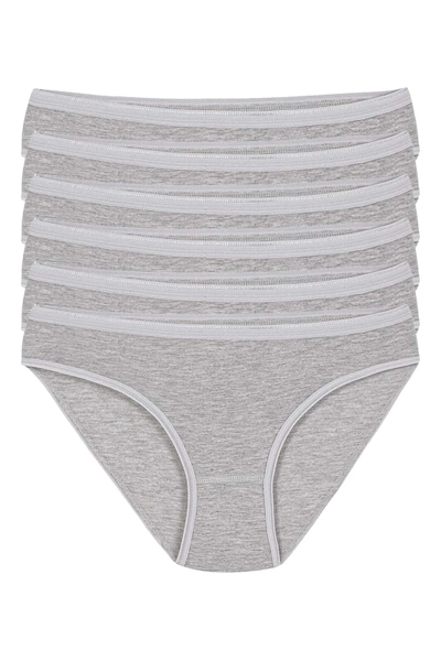 Likralı İz Yapmaz Gri 6'lı Paket Kadın Bikini Külot Yıldız 3729